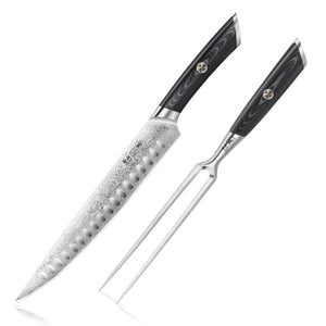 
                  
                    Load image into Gallery viewer, KURO Series 2-Piece Carving Knife Set in Ash Wood Box, High Carbon X-7 Damascus Steel, 504302
                  
                