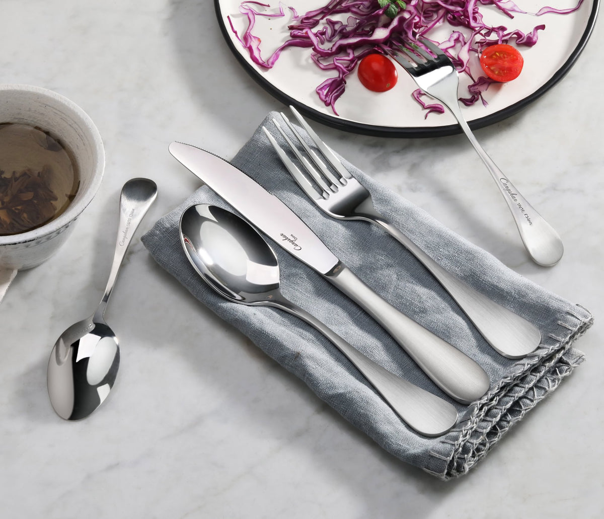RAIN Series 20-Piece Flatware Set, Stainless Steel, Matte Finish Handl ...