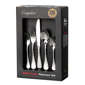 
                  
                    Load image into Gallery viewer, RAIN 20-Piece Flatware Set, Stainless Steel, Matte Finish Handle, 504982
                  
                