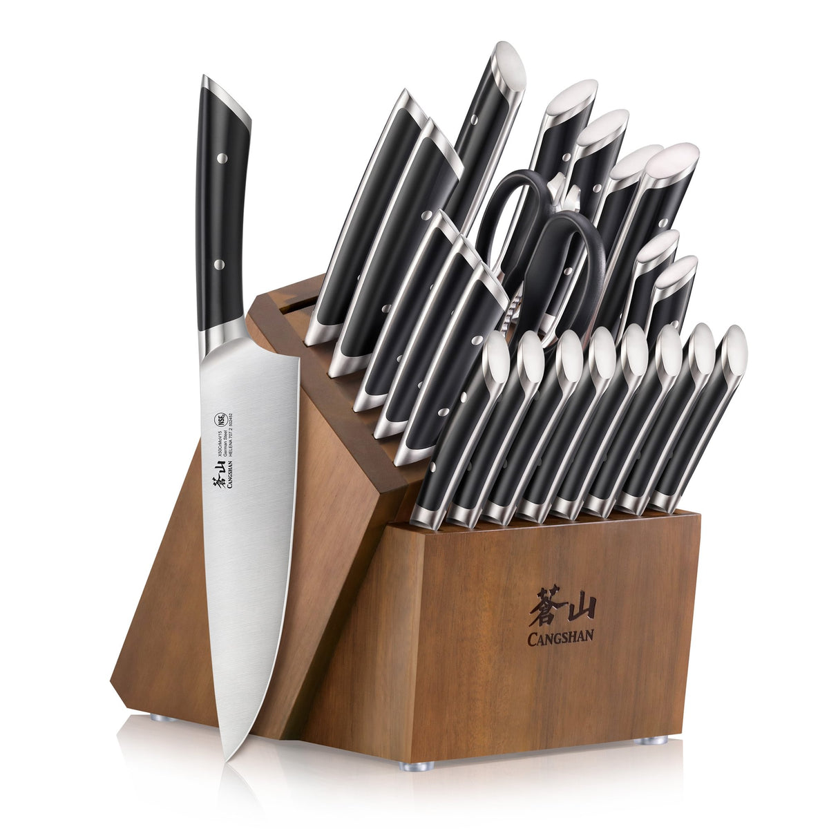HELENA Series 23-Piece Knife Block Set, Forged German Steel, Acacia Block