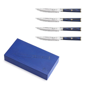 
                  
                    Load image into Gallery viewer, KITA Series 4-Piece Fine Edge Steak Knife Set, High Carbon X-7 Damascus Steel, 501509
                  
                