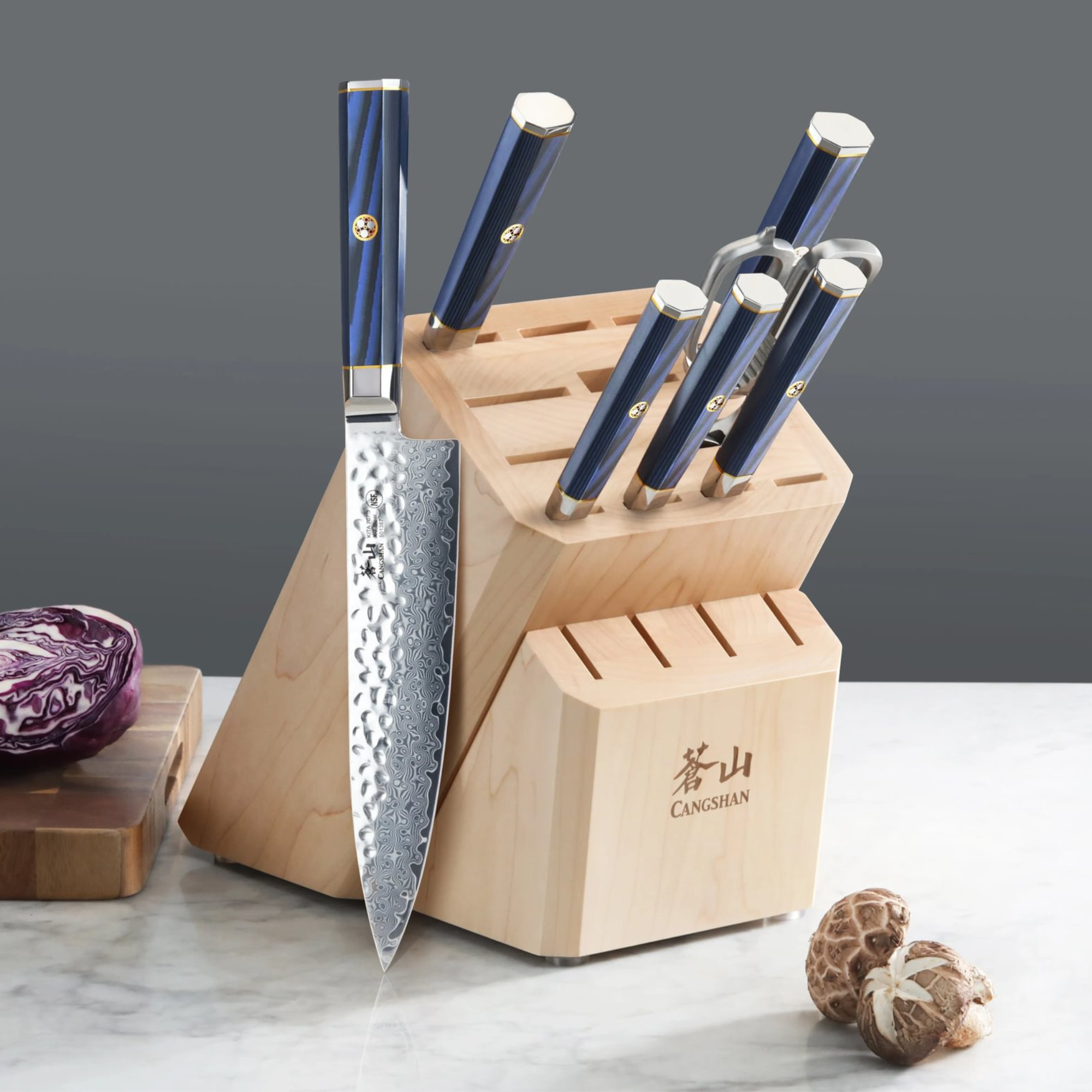 Empty Knife Block, 16-Slot Organizer, Flat Top, Maple, 505569