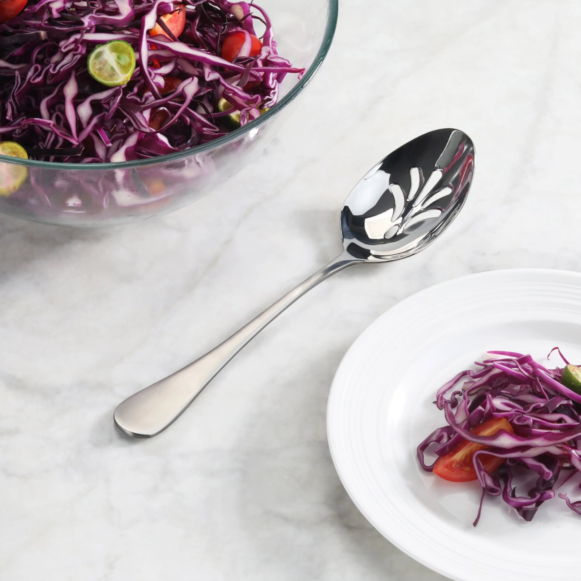 RAIN Series Slotted Serving Spoon, Stainless Steel, Matte Finish Handles, 504951