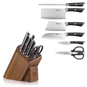 Cleaver Knife Set 5 Pcs, Chinese Chef Knife Set with Block, German Steel  Asin Knives Set with Shears, 2023 Gifts For Women and Men