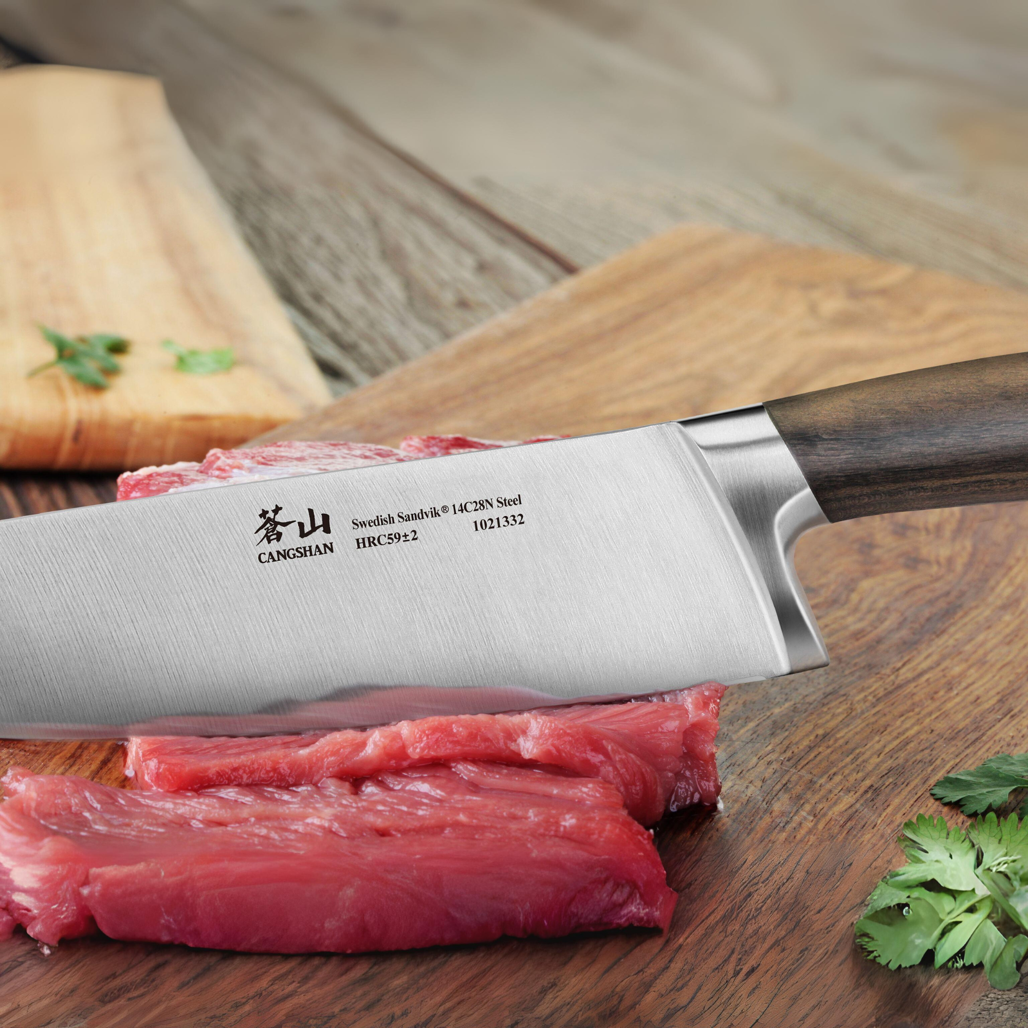 TA Series 3-Piece TAI Knife Block Set, Forged Swedish 14C28N Steel, Walnut Block, 1021356