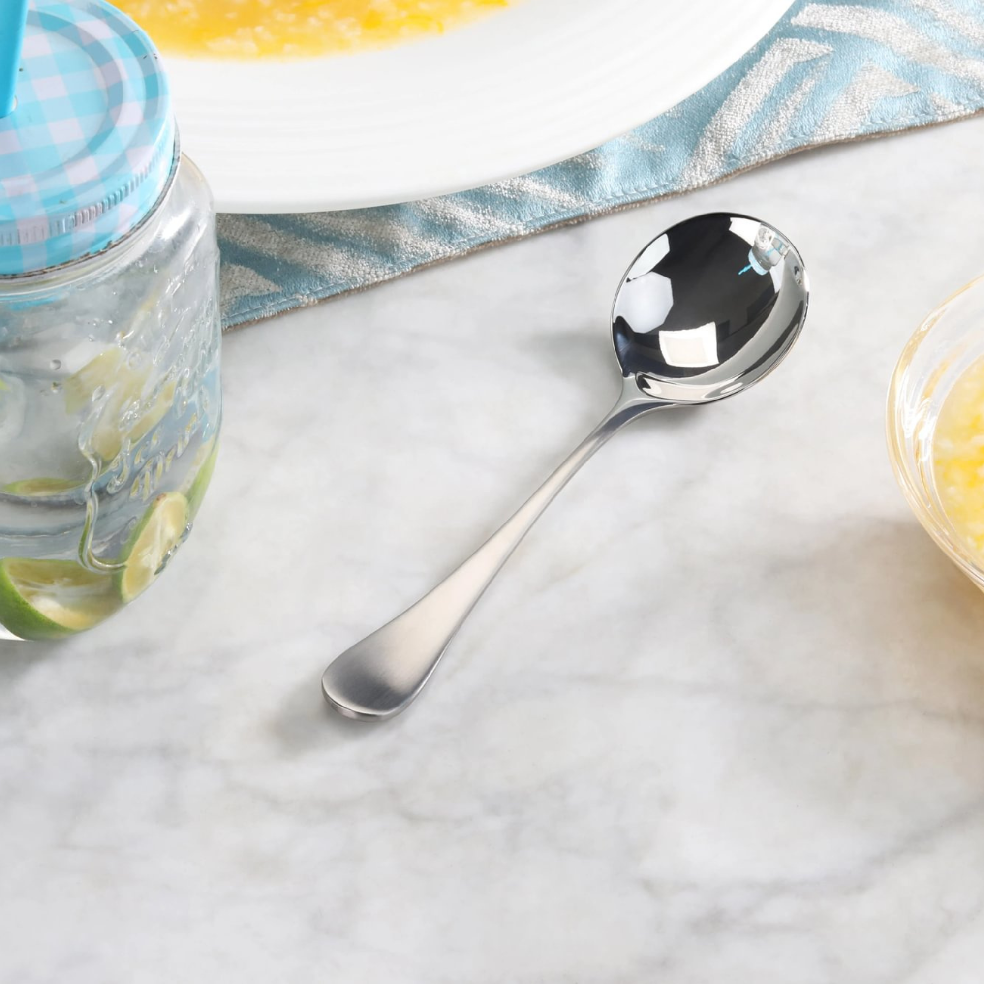 RAIN Series Bouillon Spoon, Stainless Steel, Matte Finish Handles, 504890