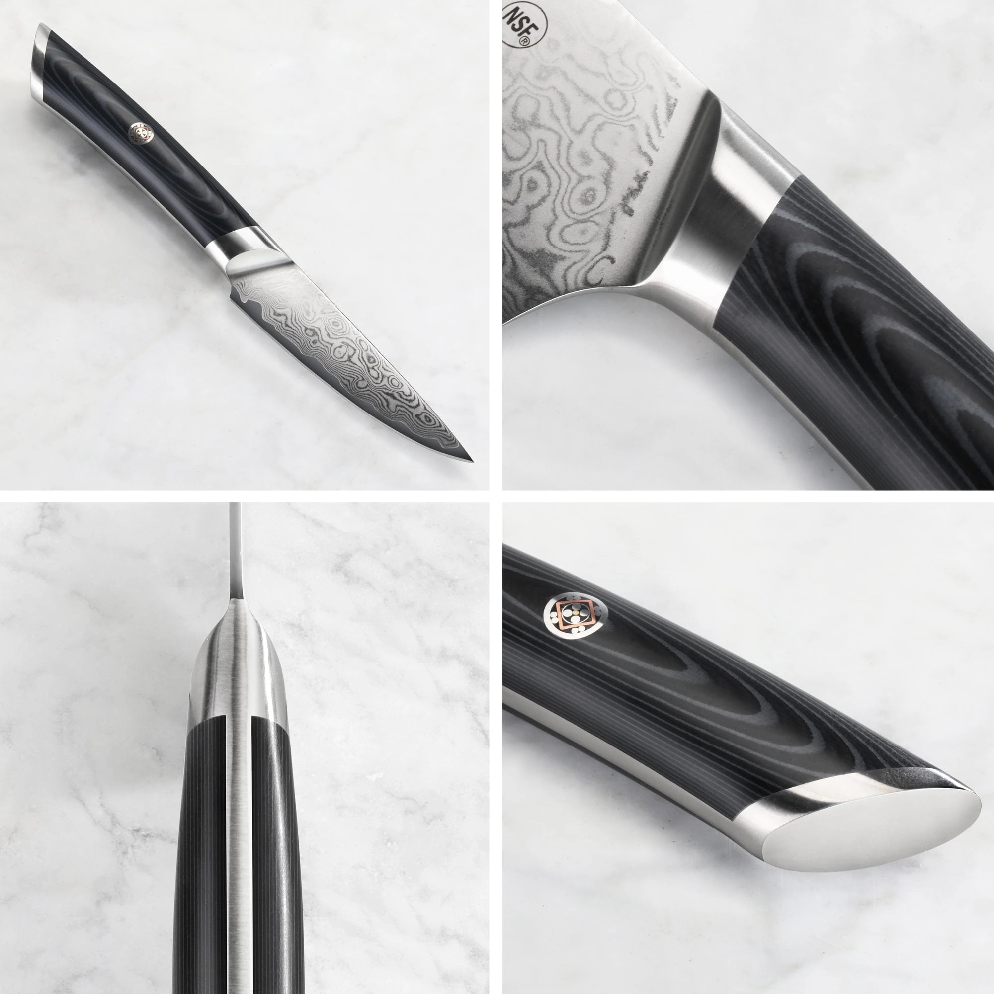 KURO Series 3.5-inch Paring Knife with Sheath, High-Carbon X-7 Damascus Steel, 504296