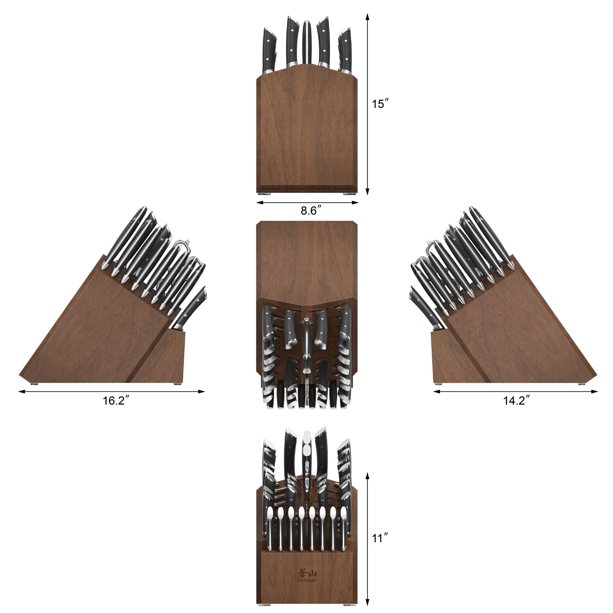 OLYMPUS Series 36-Piece Block Set, Forged German Steel, Black, 505545