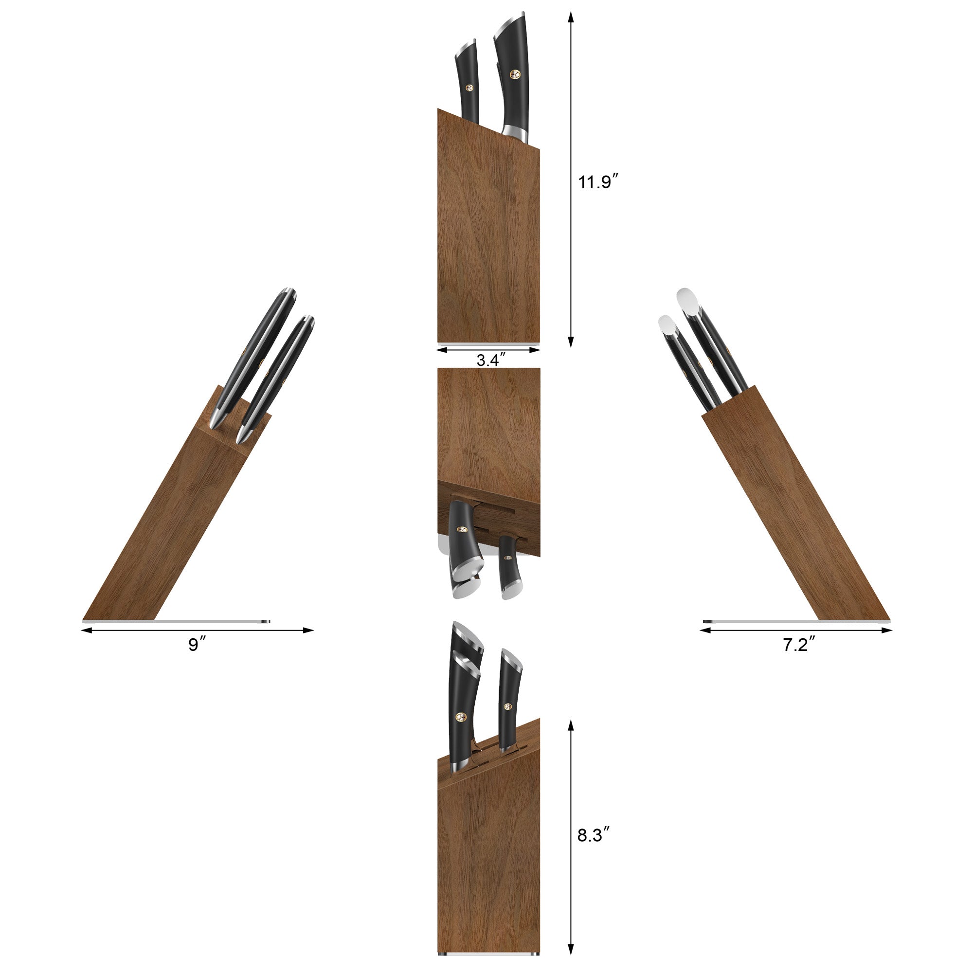 ELBERT Series 4-Piece Knife Block Set, Forged German Steel, HUA Acacia Block