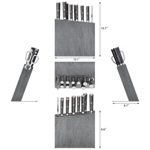 
                  
                    Load image into Gallery viewer, YARI Series 12-Piece Knife Block Set, X-7 Damascus Steel, HUA Ash Wood Block, 501370
                  
                