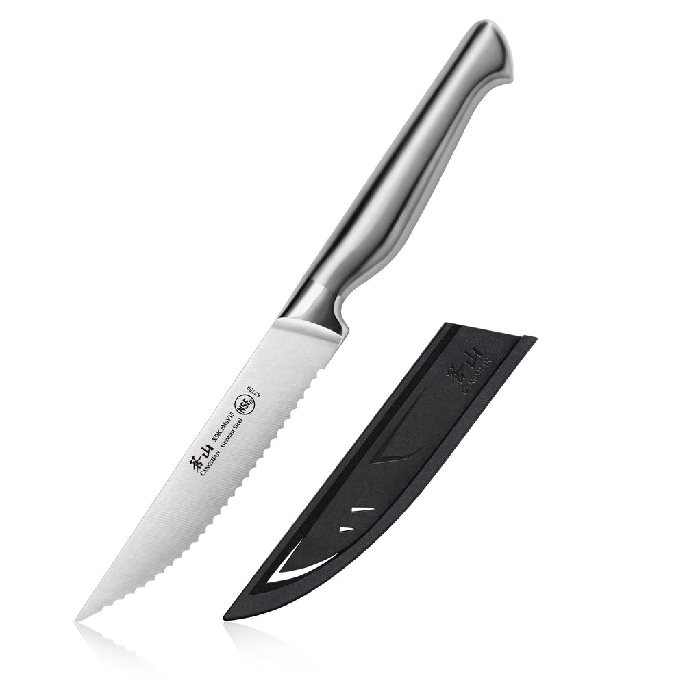 culterman Black Steak Knives Ultra-Sharp Stainless Steel Cutlery Set,Dinner Knives 6-Piece Stainless Steel Kitchen Serrated Best Steak Knife (Black)