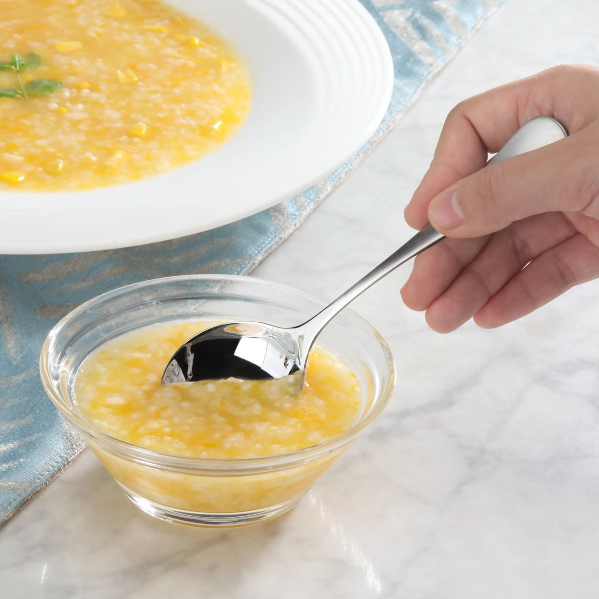 RAIN Series Bouillon Spoon, Stainless Steel, Matte Finish Handles, 504890