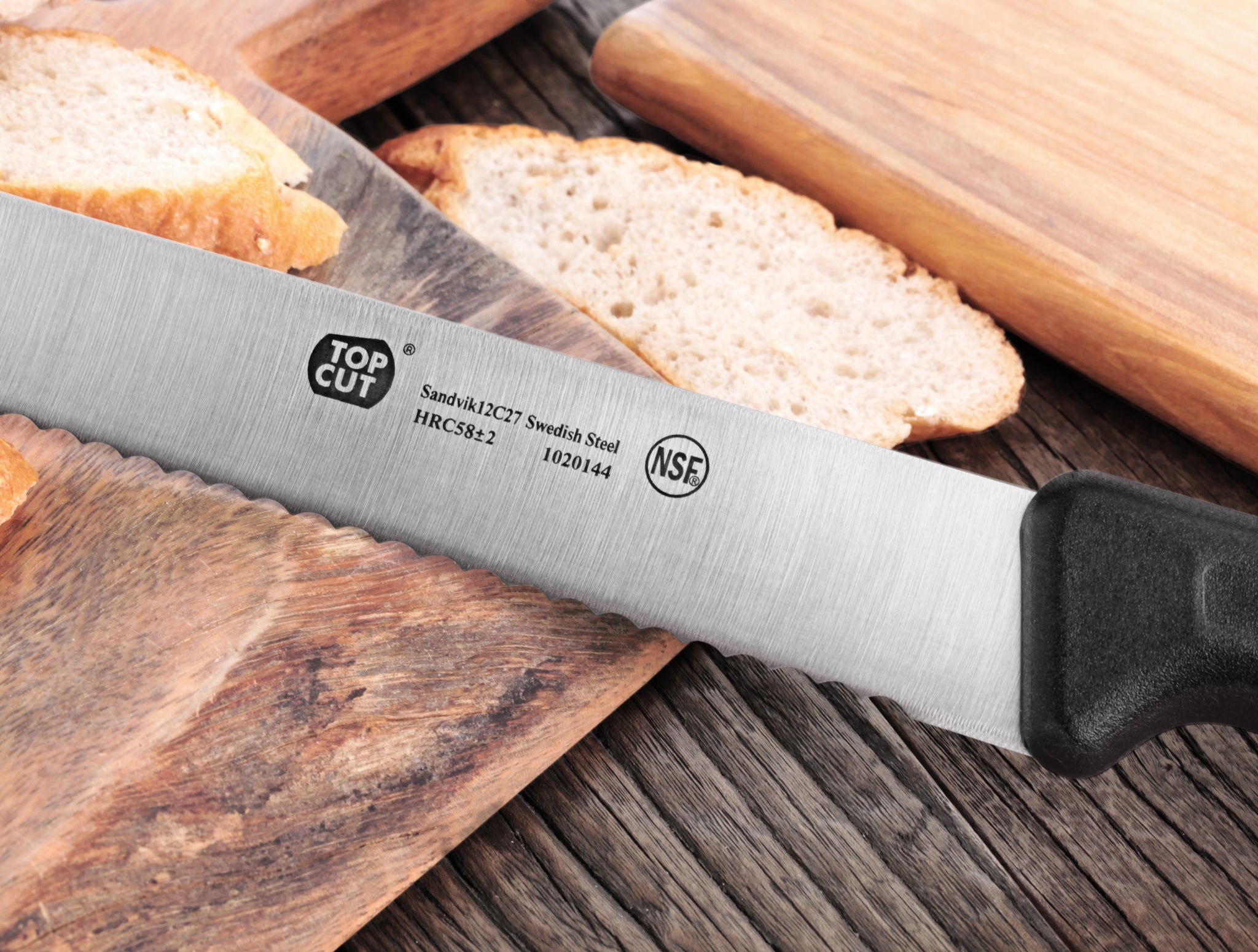 Top Cut P2 Series 10.25-Inch Bread Knife, Swedish 14C28N Steel
