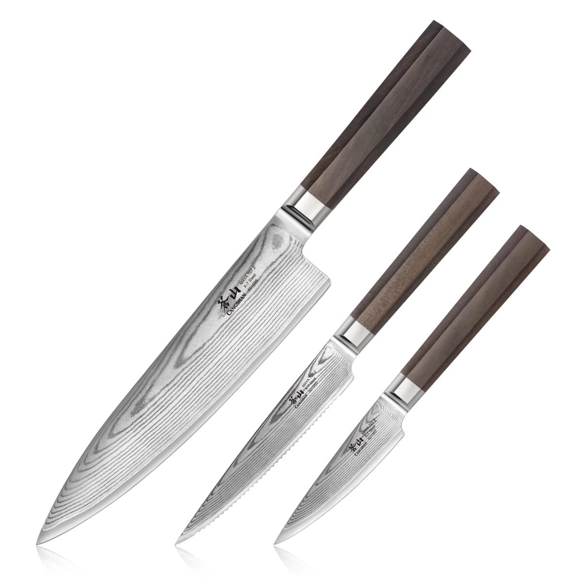 MAYA Series 3-Piece Starter Knife Set with Walnut Wood Box