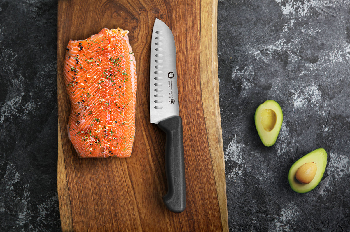 Top Cut P2 Series 7Inch Santoku Knife, Swedish 14C28N Steel, 1