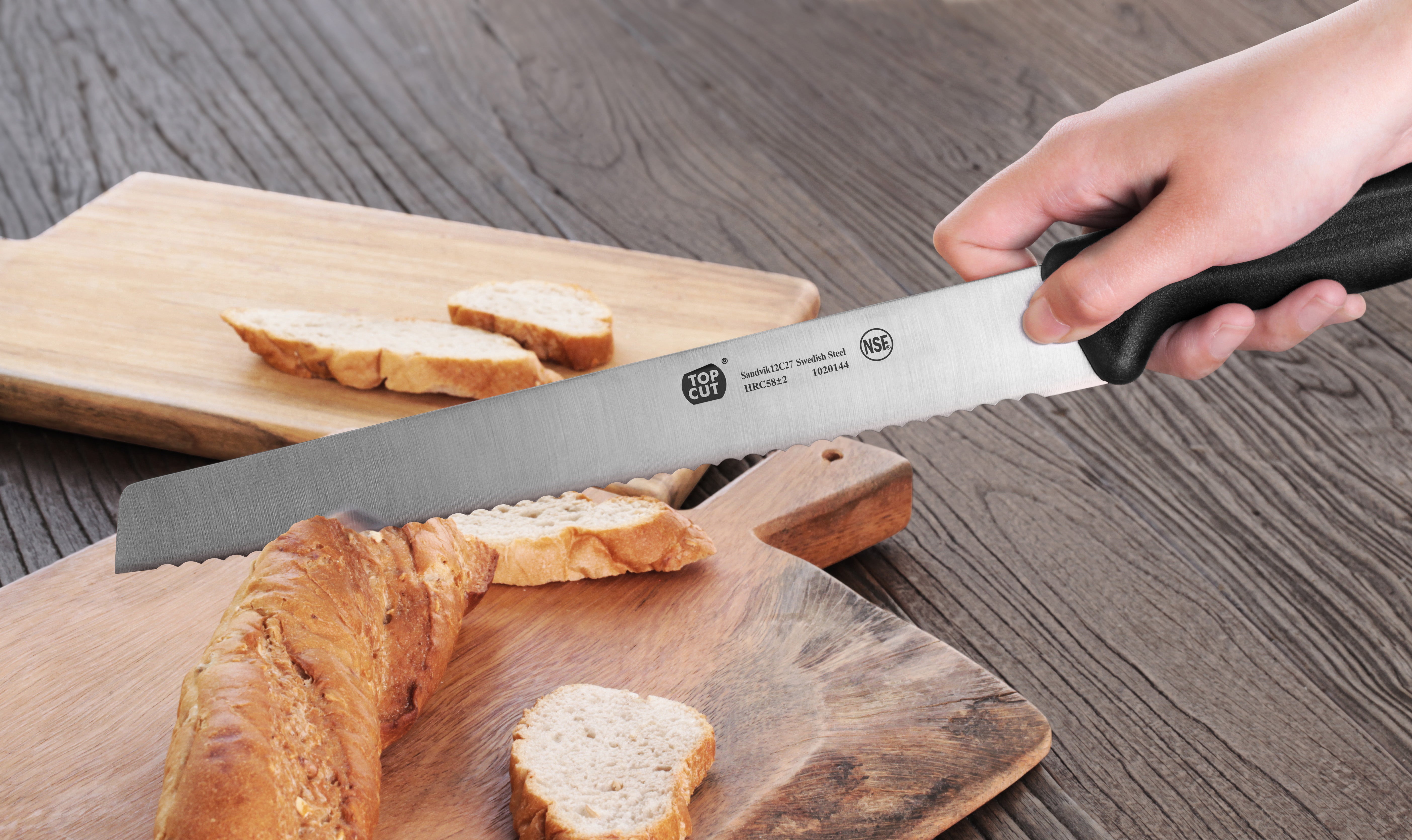 Top Cut P2 Series 10.25-Inch Bread Knife, Swedish 14C28N Steel