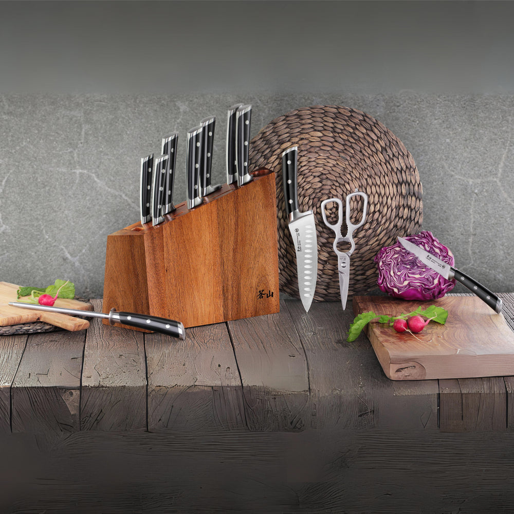 
                  
                    Load image into Gallery viewer, S Series 12-Piece Knife Block Set, Forged German Steel, Acacia Block, 60140
                  
                