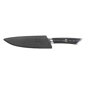
                  
                    Load image into Gallery viewer, KURO Series 5-inch Serrated Utility Knife with Sheath, High Carbon X-7 Damascus Steel, 504289
                  
                