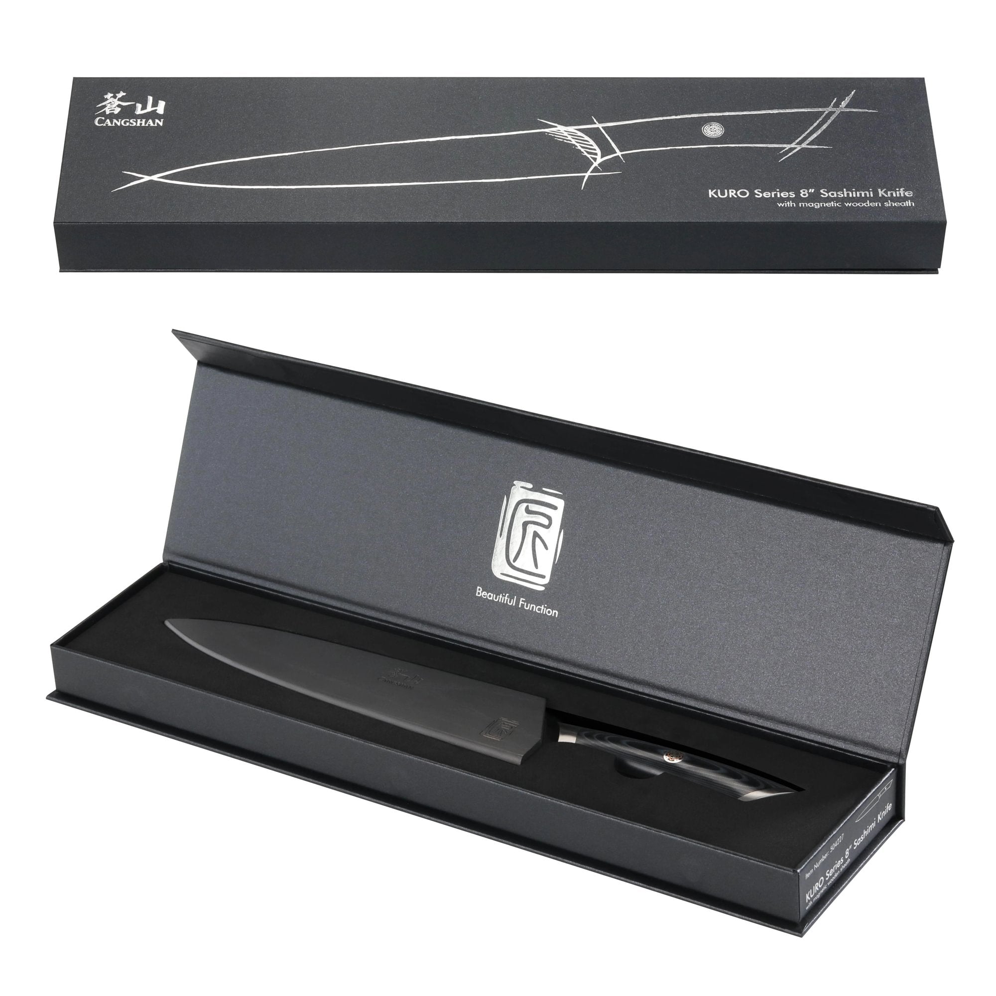 KURO Series 8-inch Carving and Sashimi Knife, High Carbon X-7 Damascus Steel, 504227