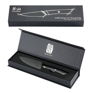 
                  
                    Load image into Gallery viewer, KURO Series 3.5-inch Paring Knife with Sheath, High-Carbon X-7 Damascus Steel, 504296
                  
                