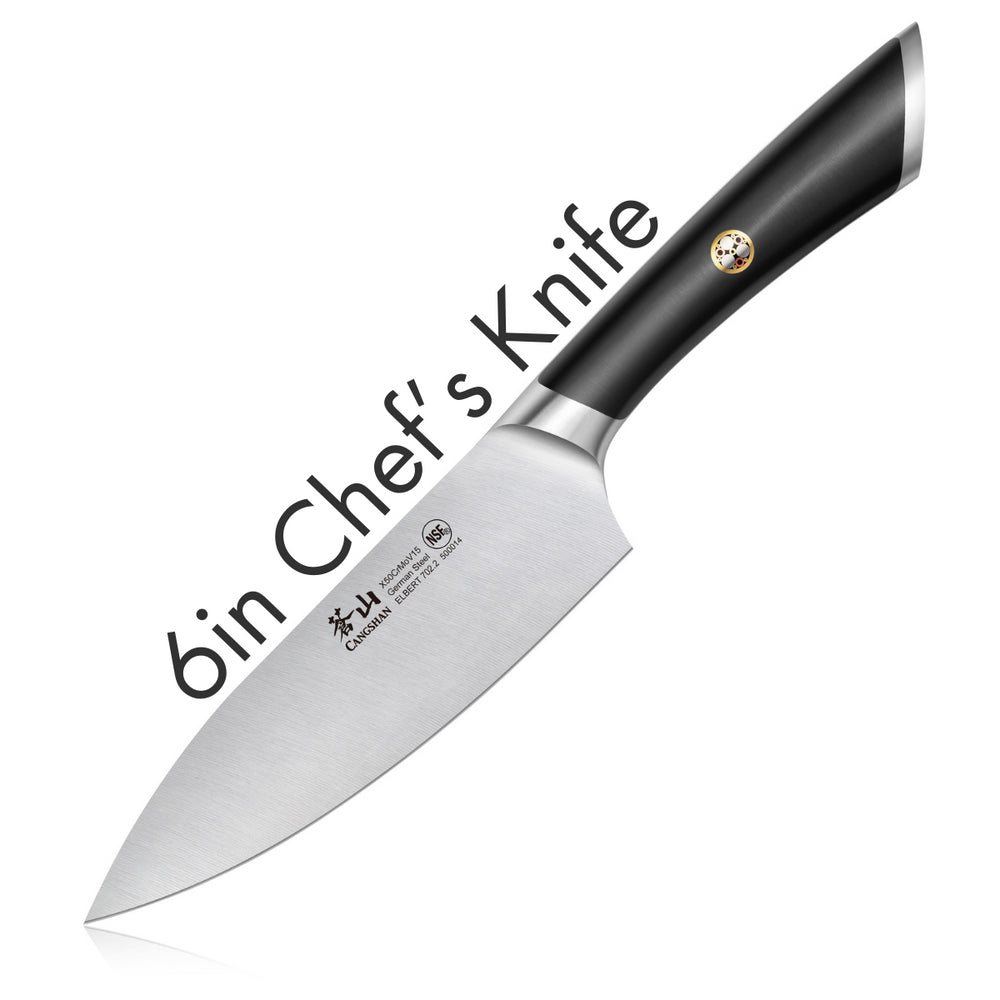 Cangshan Elbert Series German Steel Forged Chef's Knives (Black, 6-inch)
