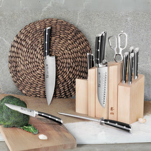 
                  
                    Load image into Gallery viewer, TS Series Magnetic Knife Block Set, Forged Swedish 14C28N Steel, DENALI Maple Block, 1021431
                  
                
