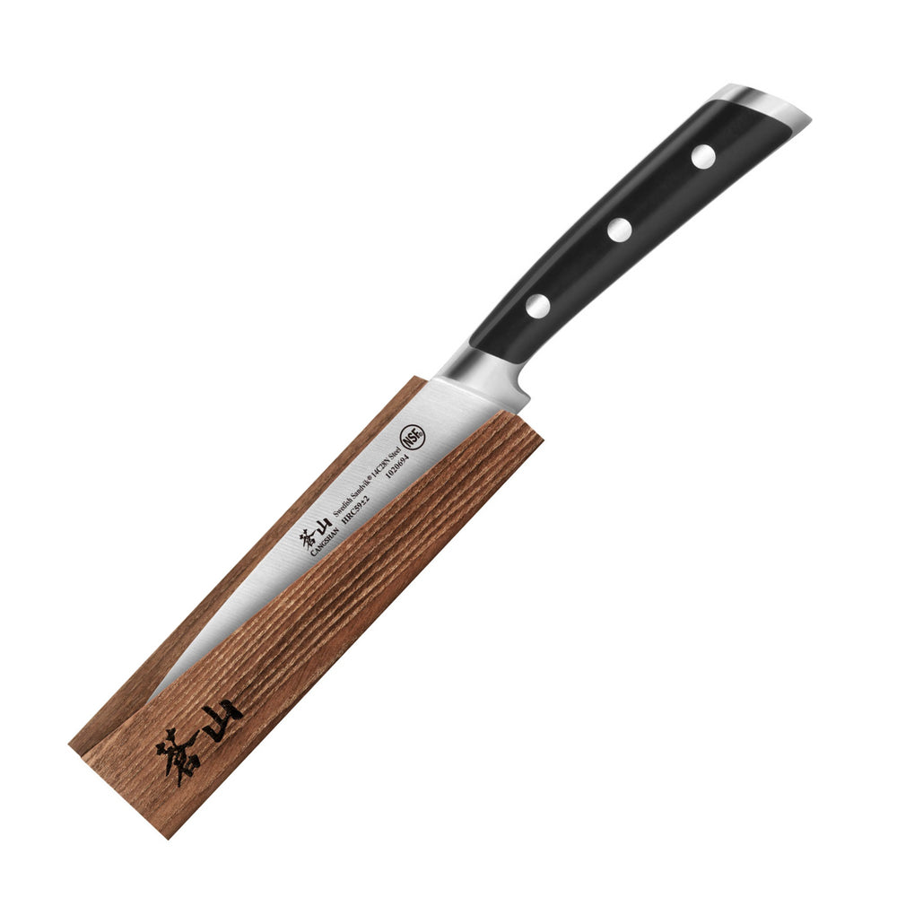 
                  
                    Load image into Gallery viewer, TS Series 5-Inch Utility Knife and Wood Sheath, Forged Swedish 14C28N Steel, 1020700
                  
                