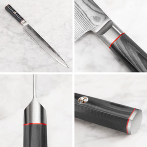 
                  
                    Load image into Gallery viewer, Cangshan YARI Series 501295 X-7 Damascus Steel 10-inch Sashimi Knife with Sheath
                  
                