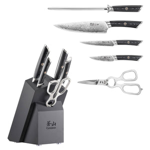 
                  
                    Load image into Gallery viewer, KURO Series 6-Piece Knife Block Set, High Carbon X-7 Damascus Steel, 504333
                  
                