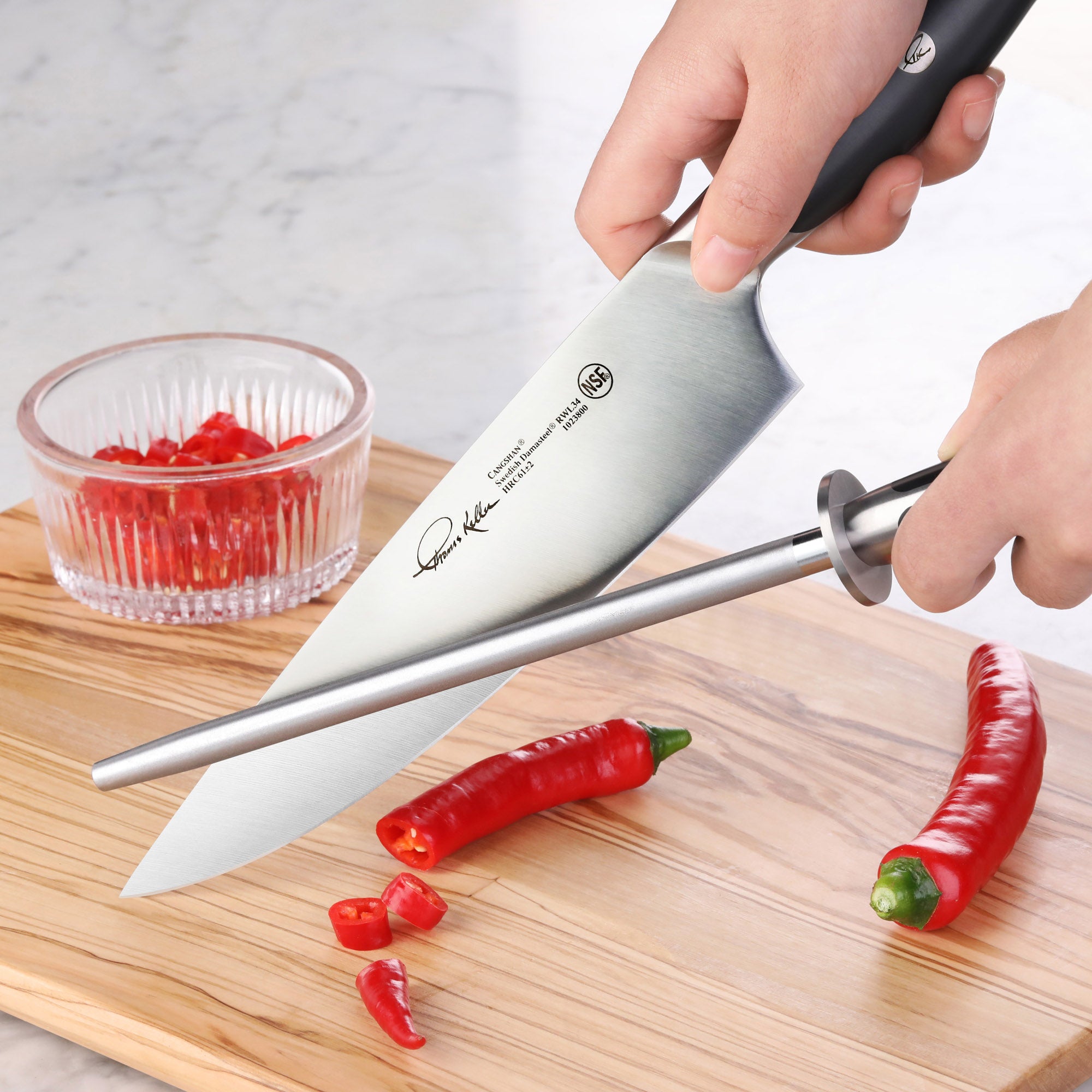 TKSC Diamond Coated 8-Inch Honing Steel, Thomas Keller Signature Collection, 1024647