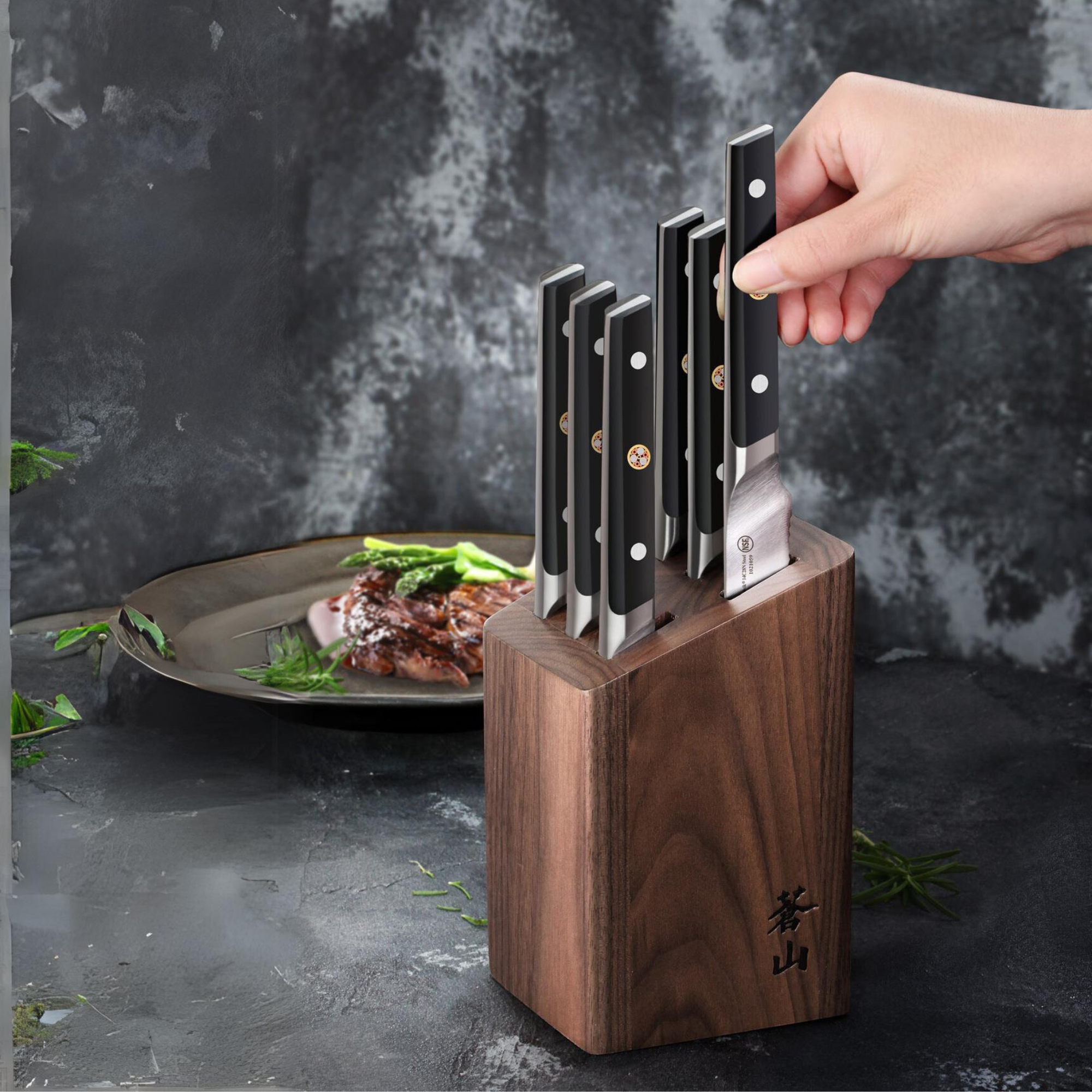 TC Series 6-Piece Steak Knife Block Set, Forged Swedish 14C28N Steel