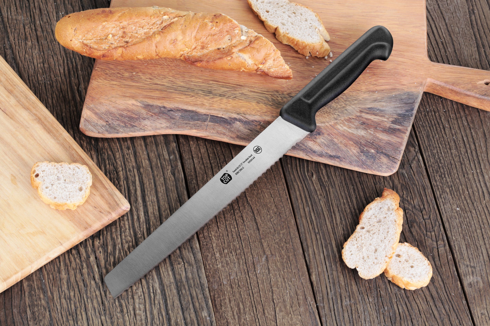Top Cut P2 Series 10.25-Inch Bread Knife, Swedish 14C28N Steel