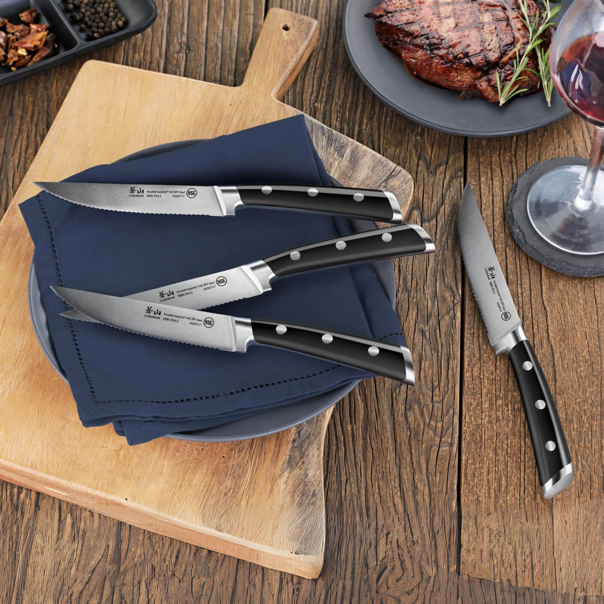 TS Series 4-Piece Steak Knife Set, Forged Swedish 14C28N Steel, 1020724