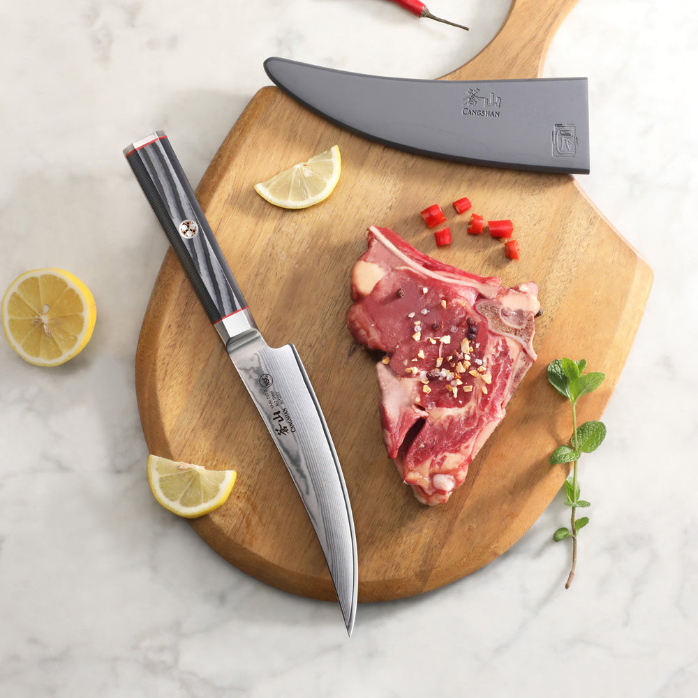 YARI Series 6-inch Boning Knife with Sheath, X-7 Damascus Steel, 50125 –  Cangshan Cutlery Company