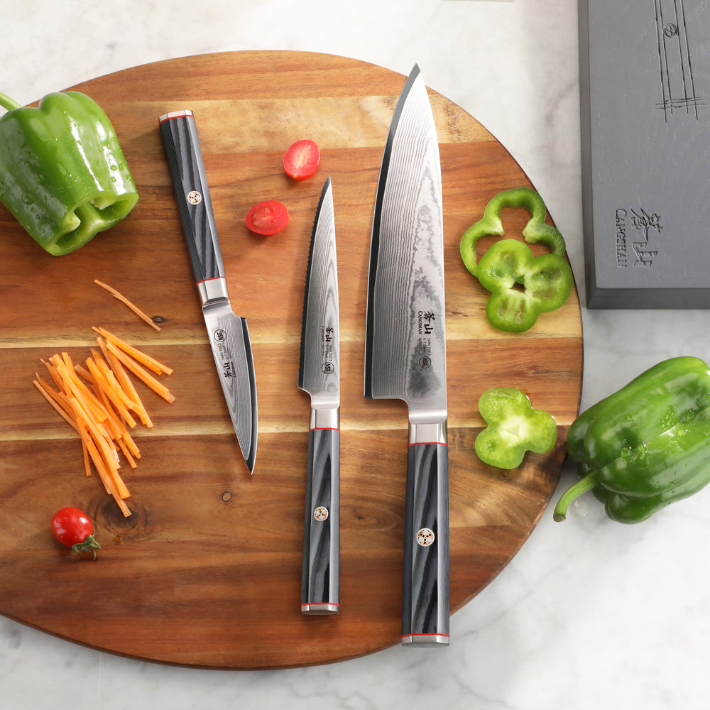 MasterChef 5-Piece Cutlery Set 6 Chef 5 Santoku Utility 3 Parer +Knife  Block