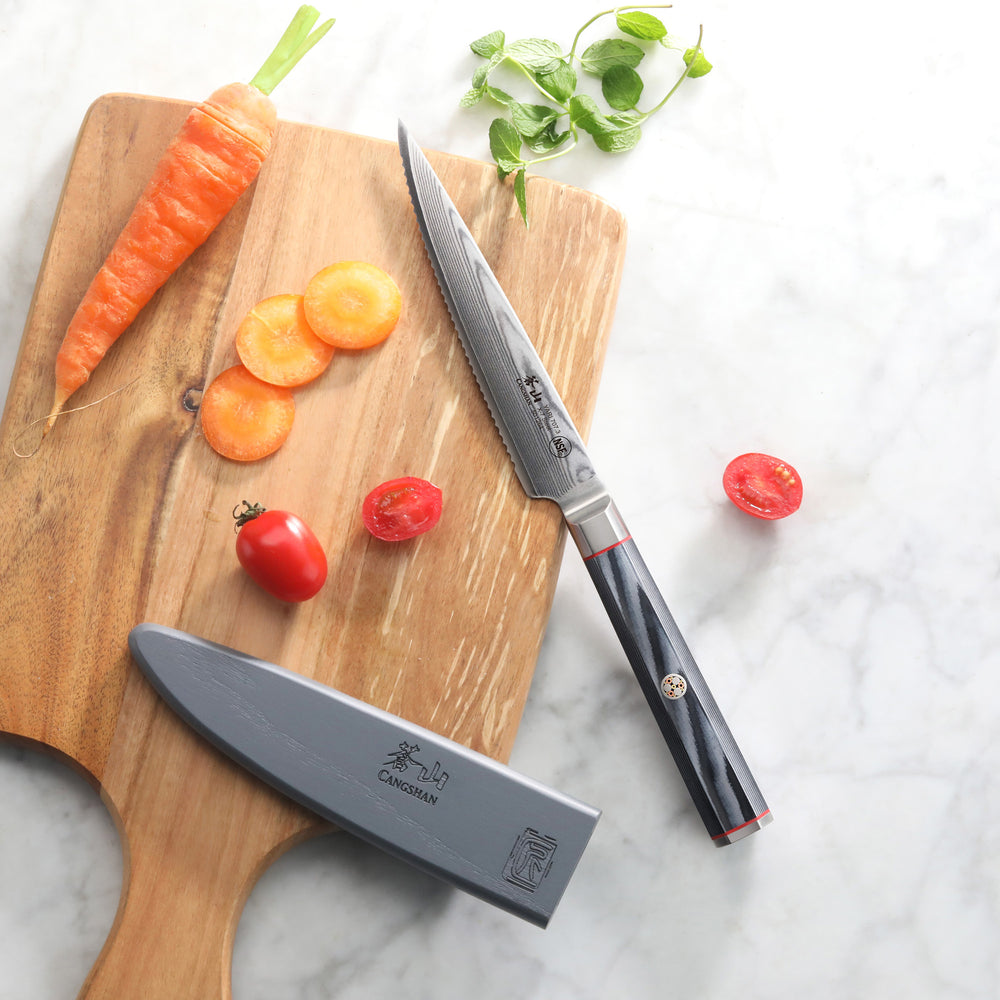 YARI Series 6-inch Chef's Knife with Sheath, X-7 Damascus Steel, 501219