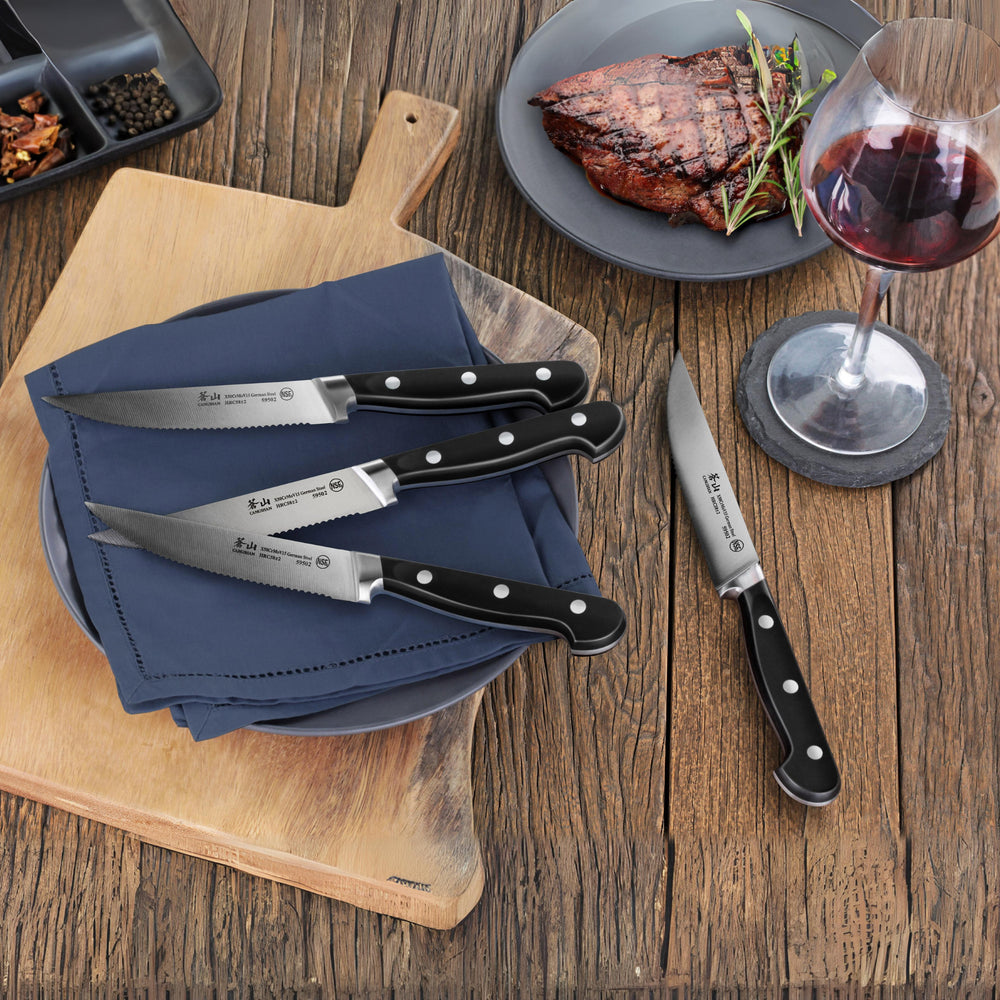 Cangshan S1 Series 1020366 German Steel Forged 4-Piece Steak Knife Set, 5-Inch Blade