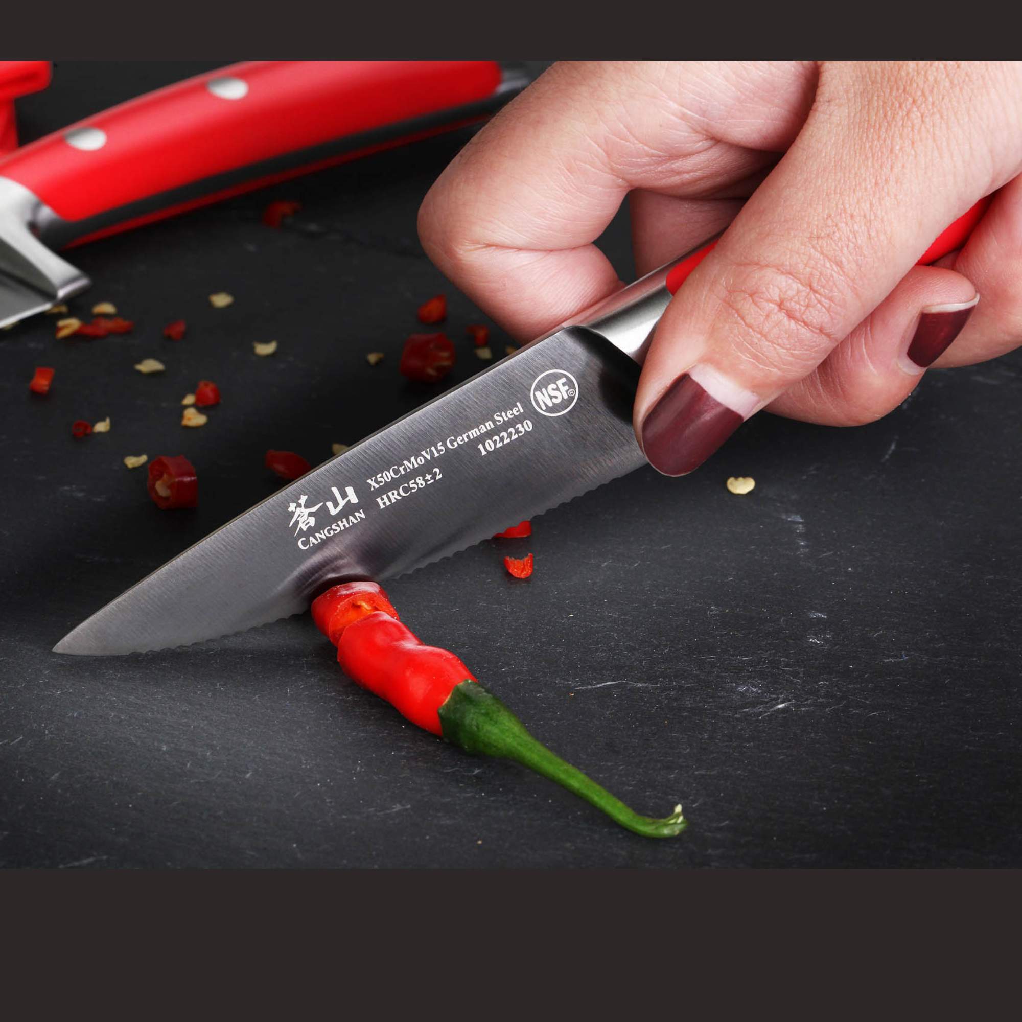 S+ Series 2-Piece Titanium Coated Santoku Starter Knife Set with Sheaths, Forged German Steel