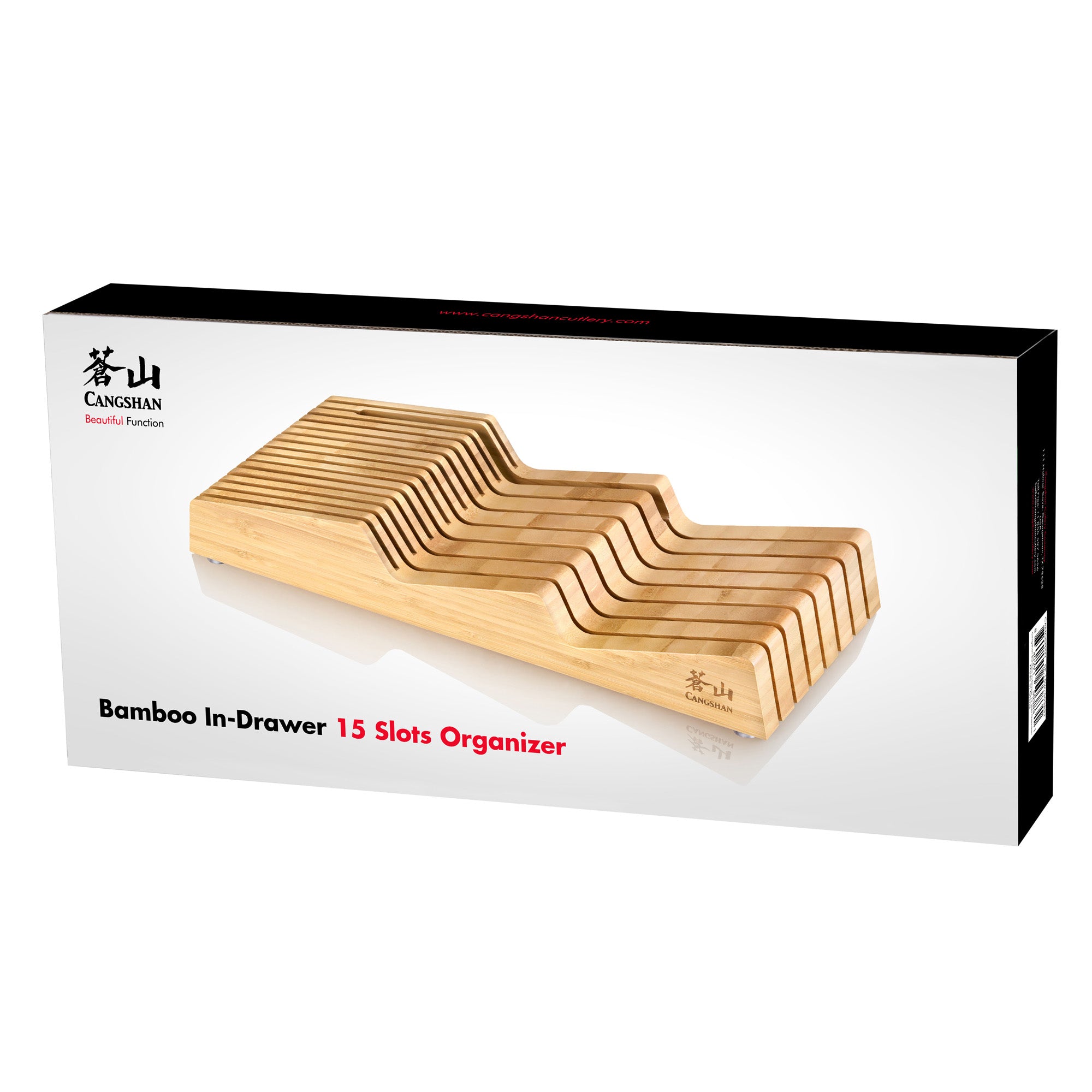 Bamboo In-Drawer 15-Slot Knife Organizer, 503831