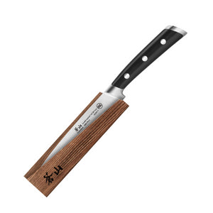 
                  
                    Load image into Gallery viewer, TS Series 5-Inch Serrated Utility Knife with Wood Sheath, Forged Swedish 14C28N Steel, 1020588
                  
                