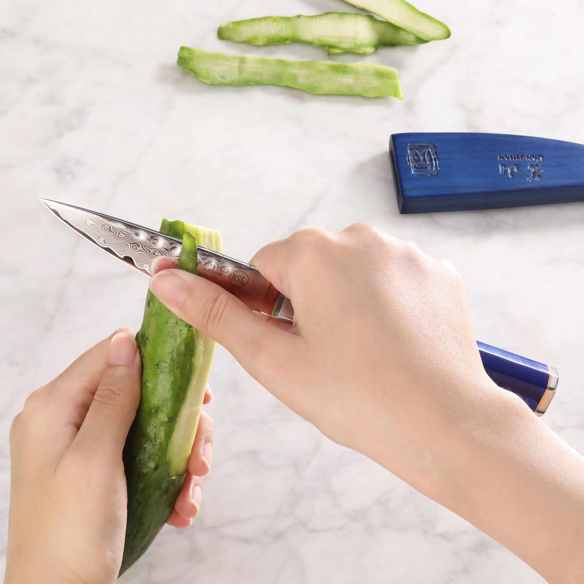 KITA Series 3.5-Inch Paring Knife with Sheath, High Carbon X-7 Damascus Steel, 501455