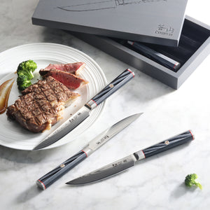 Cangshan Yari 4-Piece Fine Edge Steak Knife Set with Wood Box