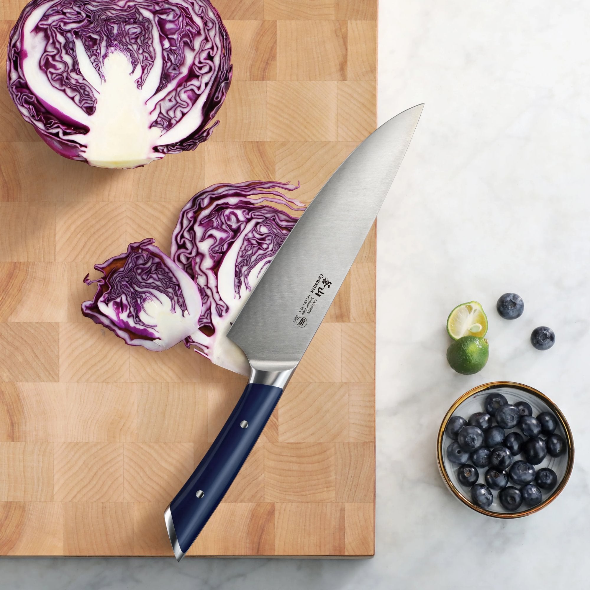 HELENA Series Limited Edition 8-inch Chef's Knife, Swedish 10C28Mo2 Steel, Navy Blue