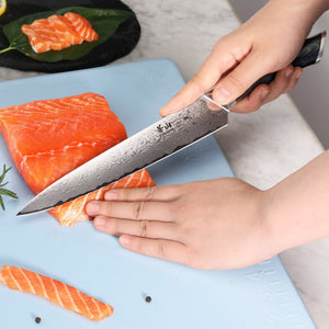 
                  
                    Load image into Gallery viewer, KURO Series 8-inch Carving and Sashimi Knife, High Carbon X-7 Damascus Steel, 504227
                  
                