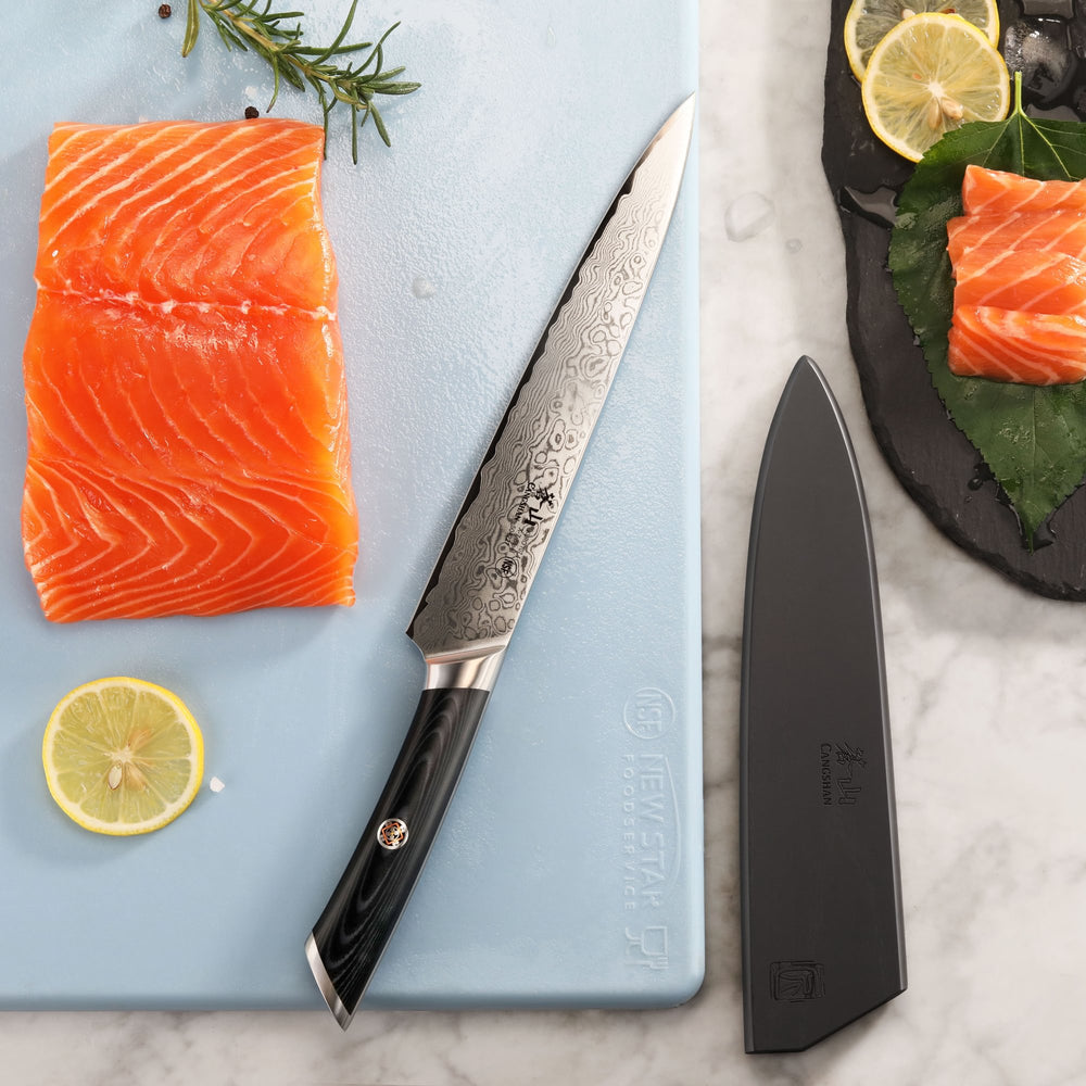 
                  
                    Load image into Gallery viewer, KURO Series 8-inch Carving and Sashimi Knife, High Carbon X-7 Damascus Steel, 504227
                  
                