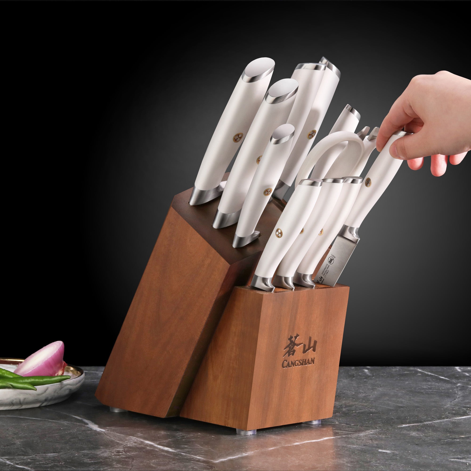 L & L1 Series 12-Piece Knife Block Set with 4 Steak Knives, Forged German Steel