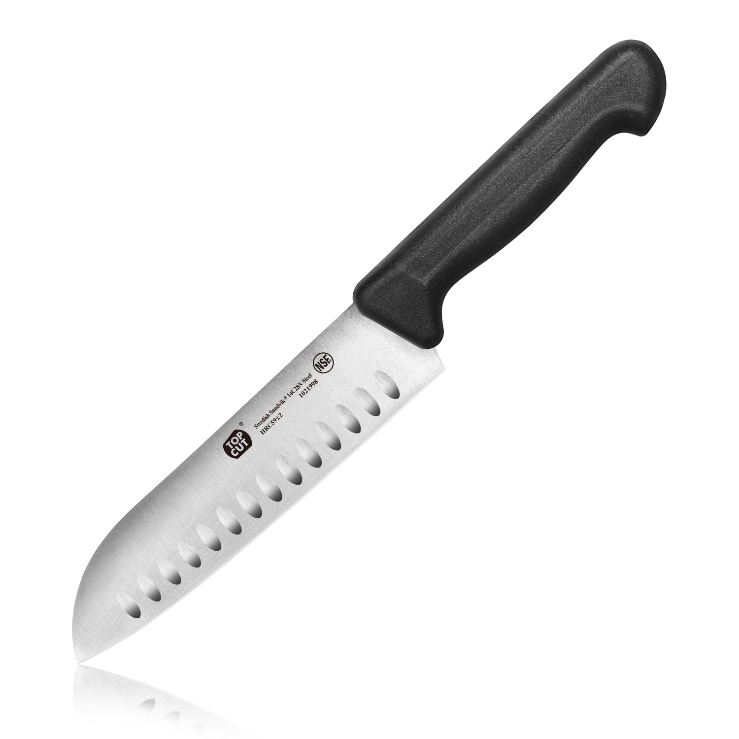Top Cut P2 Series 7-Inch Santoku Knife, Forged Swedish 14C28N Steel, 1021998
