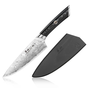 
                  
                    Load image into Gallery viewer, KURO Series 6-inch Chef&amp;#39;s Knife, High Carbon X-7 Damascus Steel, 504272
                  
                