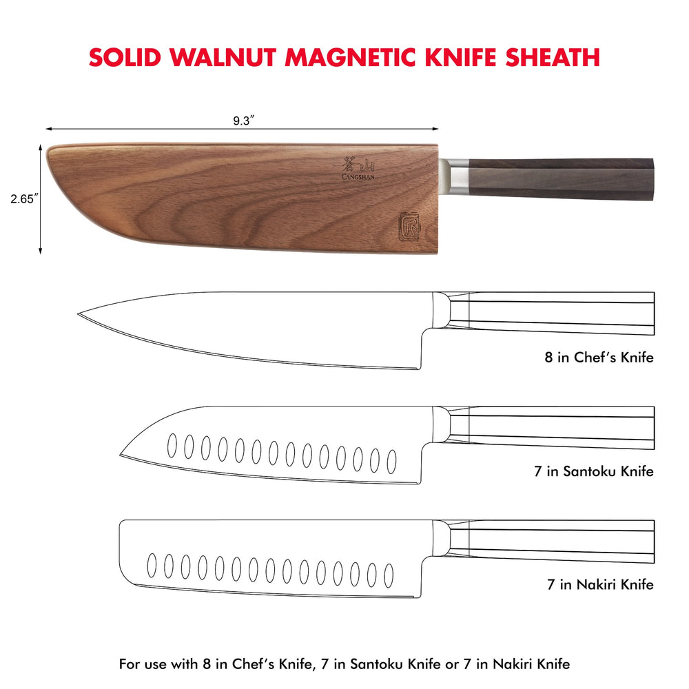 
                  
                    Load image into Gallery viewer, Walnut Magnetic Knife Sheaths, Saya Style Blade Protection
                  
                