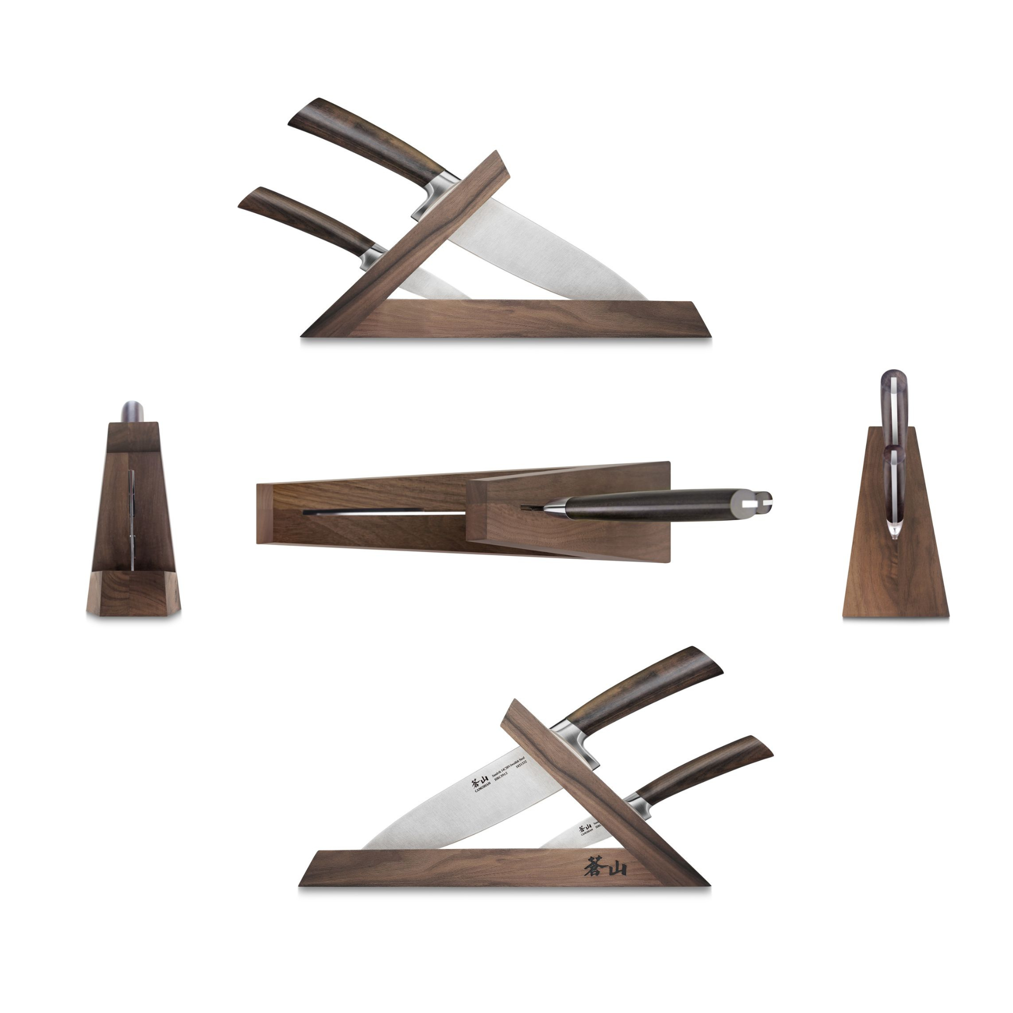 TA Series 3-Piece TAI Knife Block Set, Forged Swedish 14C28N Steel, Walnut Block, 1021356